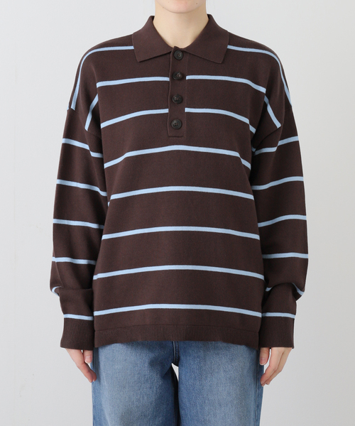 JOURNAL STANDARD(ジャーナルスタンダード)の「《追加2》ラガーニット(ニット/セーター・レディース・ブルー/グリーン/ブラウン・FREE)」の10枚目の写真