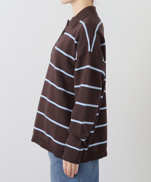 JOURNAL STANDARD(ジャーナルスタンダード)の「《追加2》ラガーニット(ニット/セーター・レディース・ブルー/グリーン/ブラウン・FREE)」の11枚目の写真