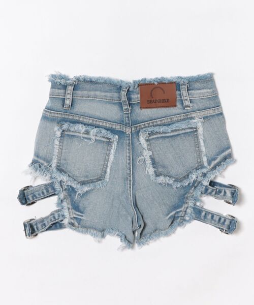 Ritzy(リッツィー)の「Y2K カットアウト&タイアップ ダメージ加工デニムショートパンツ(デニムパンツ・レディース・ブルー・L/M/S)」の10枚目の写真