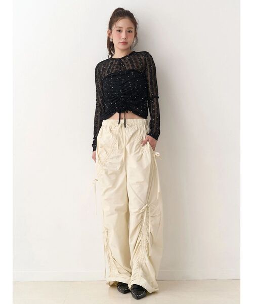 CALNAMUR（カルナムール）の「ギャザードロストパンツ（その他パンツ・レディース・ホワイト/グリーン・FREE）」の6枚目の写真