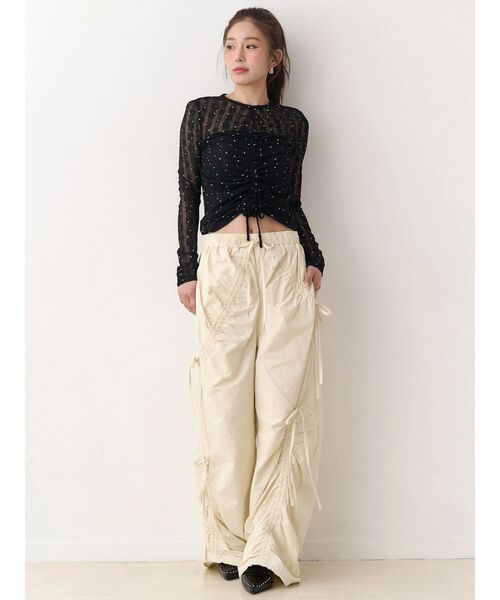 CALNAMUR（カルナムール）の「ギャザードロストパンツ（その他パンツ・レディース・ホワイト/グリーン・FREE）」の8枚目の写真