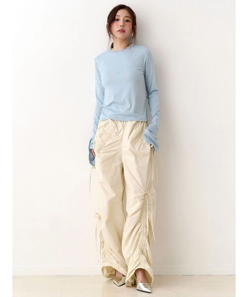 CALNAMUR（カルナムール）の「ギャザードロストパンツ（その他パンツ・レディース・ホワイト/グリーン・FREE）」の17枚目の写真