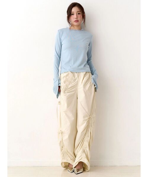 CALNAMUR（カルナムール）の「ギャザードロストパンツ（その他パンツ・レディース・ホワイト/グリーン・FREE）」の18枚目の写真