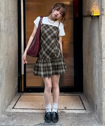 callautia（カラウティア）の「チェック柄レイヤードキャミチュニック（チュニック）」