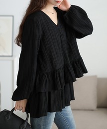 GOLDJAPAN（ゴールドジャパン）の「楊柳カシュクールブラウス＆ペプラムキャミソール2点セット【大きいサイズ対応】（シャツ/ブラウス）」