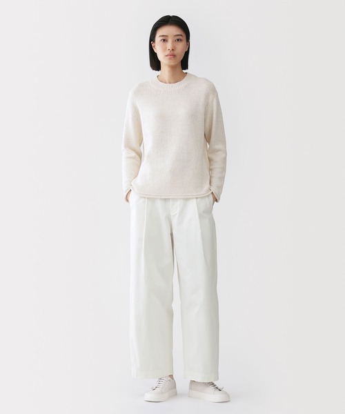 MUJI Labo（ムジラボ）の「〔MUJI Labo〕婦人　コットン混ブークレクルーネックセーター（ニット/セーター・レディース・アイボリー/ブラック/ネイビー・XL/L/M/S）」の4枚目の写真