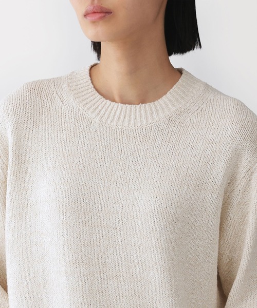 MUJI Labo（ムジラボ）の「〔MUJI Labo〕婦人　コットン混ブークレクルーネックセーター（ニット/セーター・レディース・アイボリー/ブラック/ネイビー・XL/L/M/S）」の7枚目の写真