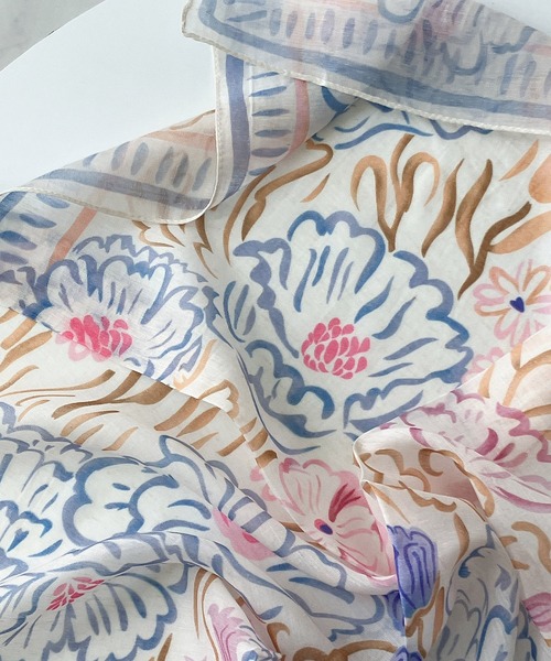 AS KNOW AS plus(アズノゥアズプラス)の「インド シルク混パネルスカーフ 60×60(バンダナ/スカーフ・レディース・C/D/E/F/A/H/B/G・FREE)」の16枚目の写真