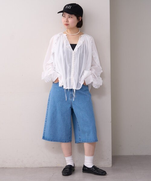 WILLOW（ウィロー）の「【willow】デニムハーフパンツ（デニムパンツ・レディース・ブルー・SMALL/MEDIUM）」の3枚目の写真