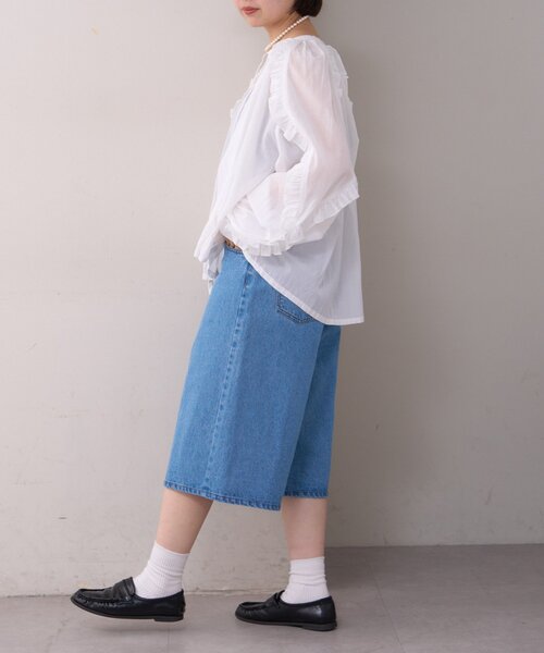 WILLOW（ウィロー）の「【willow】デニムハーフパンツ（デニムパンツ・レディース・ブルー・SMALL/MEDIUM）」の5枚目の写真