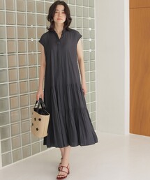 ギャザーライトデシン ティアードワンピース