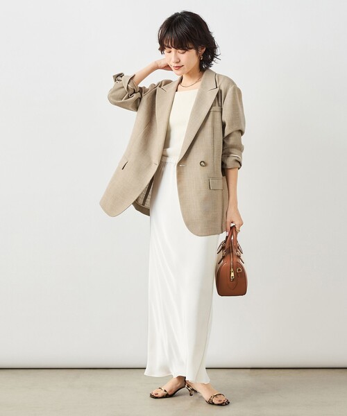 NOLLEY’S Sophi（ノーリーズソフィ）の「ウォッシャブルダブルサテンナロースカート（スカート・レディース・ブラック/カーキ/オフホワイト・38/36）」の5枚目の写真