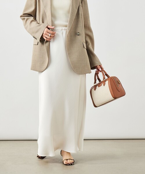 NOLLEY’S Sophi（ノーリーズソフィ）の「ウォッシャブルダブルサテンナロースカート（スカート・レディース・ブラック/カーキ/オフホワイト・38/36）」の9枚目の写真