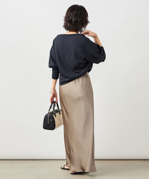 NOLLEY’S Sophi（ノーリーズソフィ）の「ウォッシャブルダブルサテンナロースカート（スカート・レディース・ブラック/カーキ/オフホワイト・38/36）」の12枚目の写真