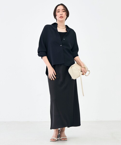 NOLLEY’S Sophi（ノーリーズソフィ）の「ウォッシャブルダブルサテンナロースカート（スカート・レディース・ブラック/カーキ/オフホワイト・38/36）」の18枚目の写真