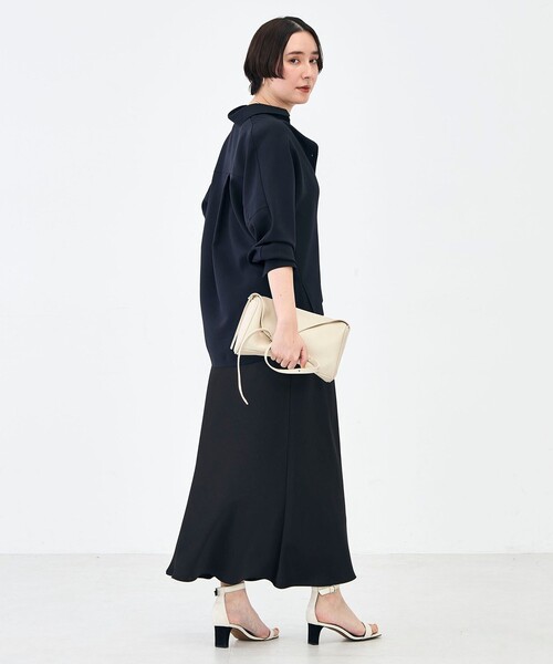 NOLLEY’S Sophi（ノーリーズソフィ）の「ウォッシャブルダブルサテンナロースカート（スカート・レディース・ブラック/カーキ/オフホワイト・38/36）」の22枚目の写真