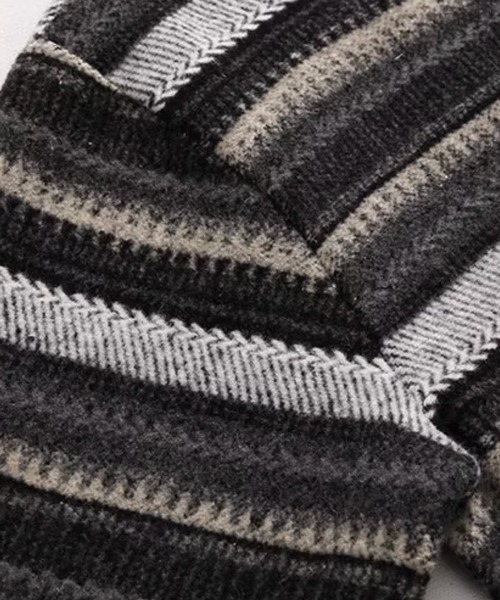 NOWLE（ノウル）の「【NOWLE】ウォーム起毛 総柄ボーダー クルーネック スウェット（スウェット・メンズ・ブラック系・LARGE/MEDIUM/X-LARGE）」の21枚目の写真