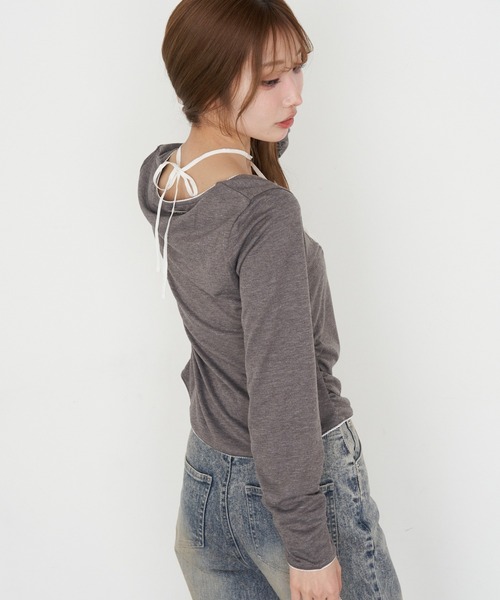 RAY CASSIN（レイカズン）の「シフォンドッキングロンT（Tシャツ/カットソー・レディース・グレー/ブラック/ホワイト/グレー系その他2・FREE）」の11枚目の写真