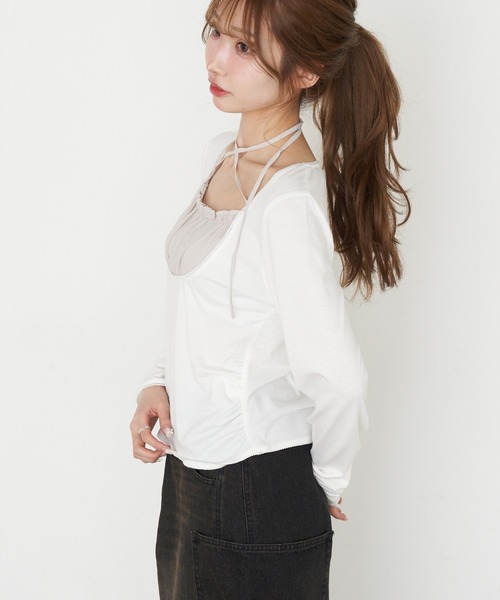 RAY CASSIN（レイカズン）の「シフォンドッキングロンT（Tシャツ/カットソー・レディース・グレー/ブラック/ホワイト/グレー系その他2・FREE）」の13枚目の写真