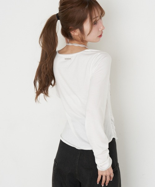 RAY CASSIN（レイカズン）の「シフォンドッキングロンT（Tシャツ/カットソー・レディース・グレー/ブラック/ホワイト/グレー系その他2・FREE）」の17枚目の写真