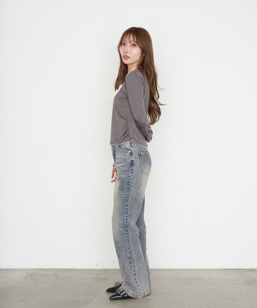 RAY CASSIN（レイカズン）の「シフォンドッキングロンT（Tシャツ/カットソー・レディース・グレー/ブラック/ホワイト/グレー系その他2・FREE）」の8枚目の写真