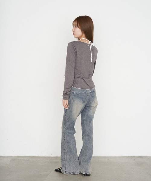 RAY CASSIN（レイカズン）の「シフォンドッキングロンT（Tシャツ/カットソー・レディース・グレー/ブラック/ホワイト/グレー系その他2・FREE）」の9枚目の写真