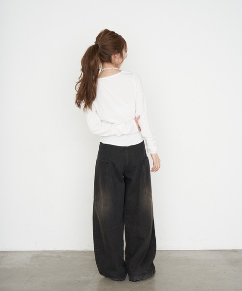 RAY CASSIN（レイカズン）の「シフォンドッキングロンT（Tシャツ/カットソー・レディース・グレー/ブラック/ホワイト/グレー系その他2・FREE）」の16枚目の写真