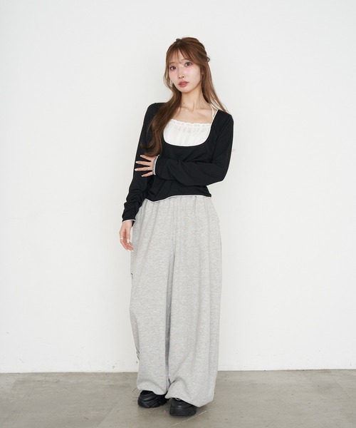 RAY CASSIN（レイカズン）の「シフォンドッキングロンT（Tシャツ/カットソー・レディース・グレー/ブラック/ホワイト/グレー系その他2・FREE）」の20枚目の写真