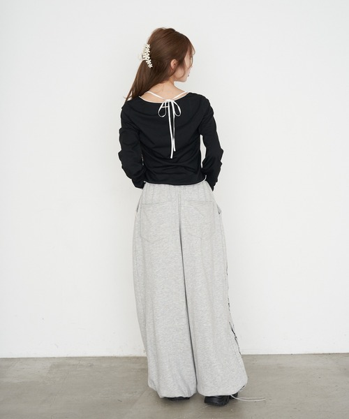 RAY CASSIN（レイカズン）の「シフォンドッキングロンT（Tシャツ/カットソー・レディース・グレー/ブラック/ホワイト/グレー系その他2・FREE）」の22枚目の写真