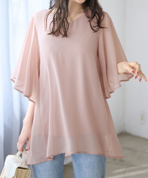 alotta(アロッタ)の「インナー付き上品ドレープチュニック(チュニック・レディース・ブラック/ピンク/ブルーパープル/ブラック系1/ネイビー・M/L/LL)」の5枚目の写真