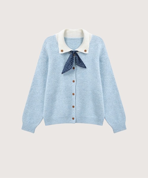LA POMME petit(ラポミ・プチ)の「Baby Blue Tie Cardigan(カーディガン/ボレロ・レディース・ブルー・FREE)」の1枚目の写真
