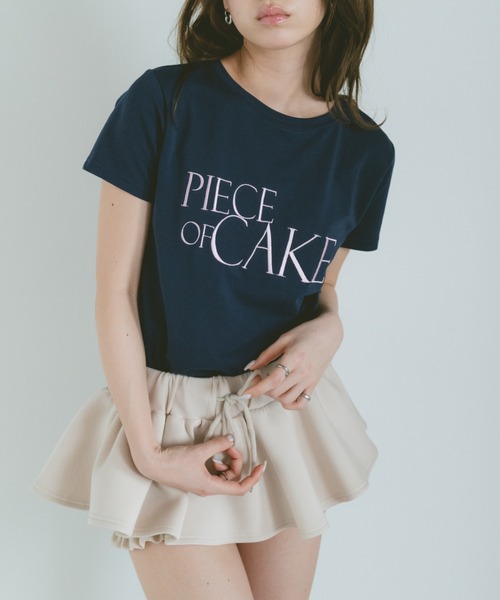 VANNIE U(ヴァニーユー)の「バイカラー刺繍ロゴTシャツ(Tシャツ/カットソー・レディース・ホワイト/ネイビー/ピンク・FREE)」の4枚目の写真