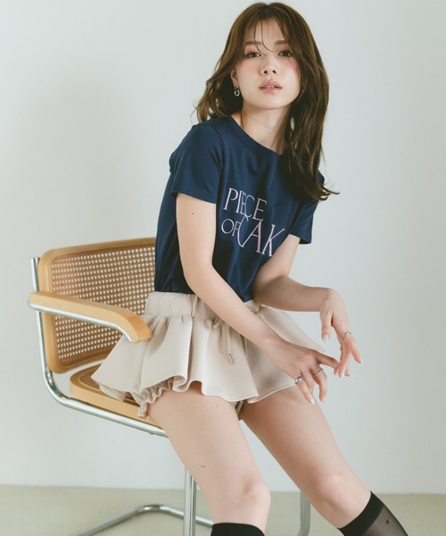 VANNIE U(ヴァニーユー)の「バイカラー刺繍ロゴTシャツ(Tシャツ/カットソー・レディース・ホワイト/ネイビー/ピンク・FREE)」の7枚目の写真