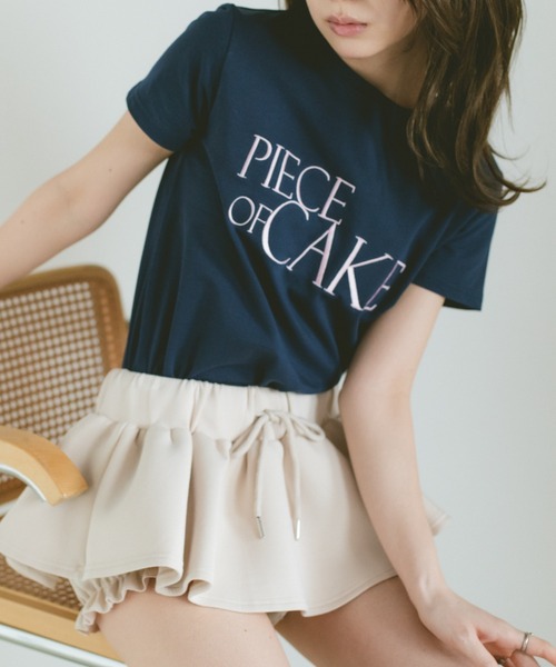 VANNIE U(ヴァニーユー)の「バイカラー刺繍ロゴTシャツ(Tシャツ/カットソー・レディース・ホワイト/ネイビー/ピンク・FREE)」の8枚目の写真