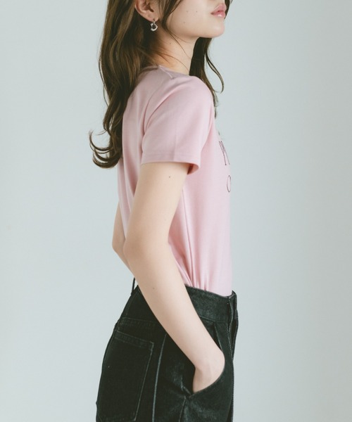 VANNIE U(ヴァニーユー)の「バイカラー刺繍ロゴTシャツ(Tシャツ/カットソー・レディース・ホワイト/ネイビー/ピンク・FREE)」の22枚目の写真