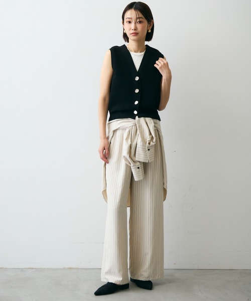 Trish（トリッシュ）の「メタル釦コンパクトベスト（ベスト・レディース・ブラック/アイボリー・FREE）」の14枚目の写真