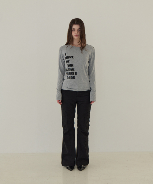 5OML(オーオーエムエル)の「サイドボタンツーウェイロングスリーブ(メランジグレー)(Tシャツ/カットソー・レディース・グレー・FREE)」の3枚目の写真