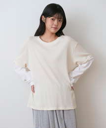 ピグメントワッフルレイヤードTシャツレモン