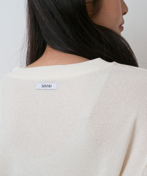SAYUU(サユ)の「ピグメントワッフルレイヤードTシャツレモン(Tシャツ/カットソー・レディース・レモンイエロー・FREE)」の5枚目の写真