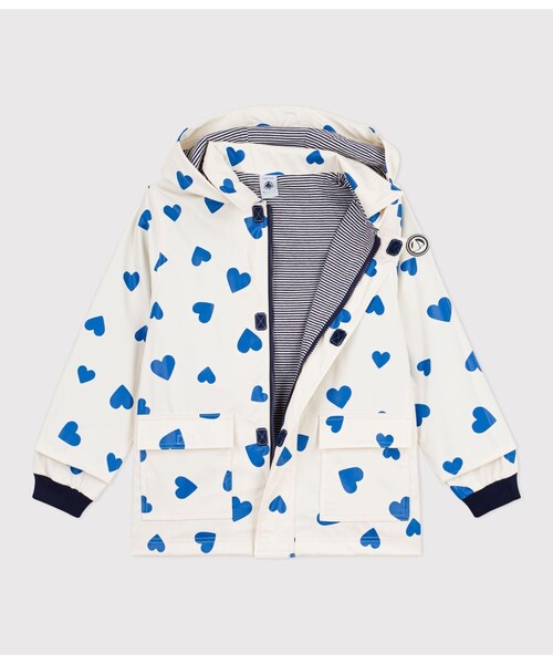 PETIT BATEAU（プチバトー）の「ハートプリントヨットパーカ（マウンテンパーカー・キッズ・ホワイト×ブルー・6YEAR/8YEAR/10YEAR/12YEAR）」の5枚目の写真