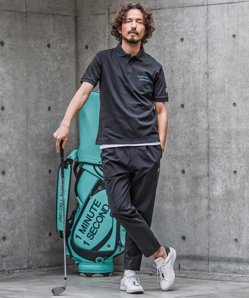 1minute 1second（ワンミニットワンセカンド）の「mhs2567-cursive print polo shirt ポロシャツ(1M26N290)（ポロシャツ・メンズ・ネイビー/ライトグレー/ブラック×ブルー/ブラック×ブラック・XL/L/M/S）」の7枚目の写真