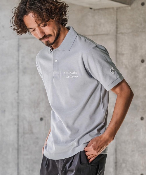 1minute 1second（ワンミニットワンセカンド）の「mhs2567-cursive print polo shirt ポロシャツ(1M26N290)（ポロシャツ・メンズ・ネイビー/ライトグレー/ブラック×ブルー/ブラック×ブラック・XL/L/M/S）」の10枚目の写真