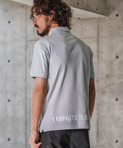 1minute 1second（ワンミニットワンセカンド）の「mhs2567-cursive print polo shirt ポロシャツ(1M26N290)（ポロシャツ・メンズ・ネイビー/ライトグレー/ブラック×ブルー/ブラック×ブラック・XL/L/M/S）」の12枚目の写真