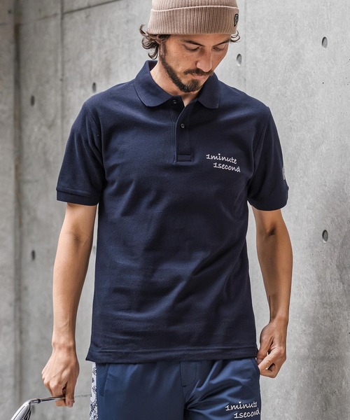 1minute 1second（ワンミニットワンセカンド）の「mhs2567-cursive print polo shirt ポロシャツ(1M26N290)（ポロシャツ・メンズ・ネイビー/ライトグレー/ブラック×ブルー/ブラック×ブラック・XL/L/M/S）」の16枚目の写真