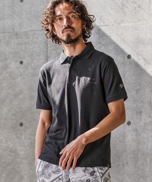 1minute 1second（ワンミニットワンセカンド）の「mhs2567-cursive print polo shirt ポロシャツ(1M26N290)（ポロシャツ・メンズ・ネイビー/ライトグレー/ブラック×ブルー/ブラック×ブラック・XL/L/M/S）」の21枚目の写真
