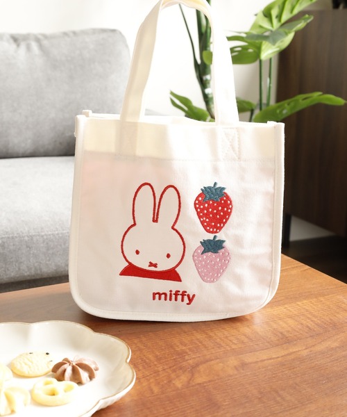 Miffy（ ミッフィー）の「miffy ミッフィー ミニトートバッグ 刺繍（トートバッグ・レディース・ホワイト系1/ホワイト系2・FREE）」の2枚目の写真