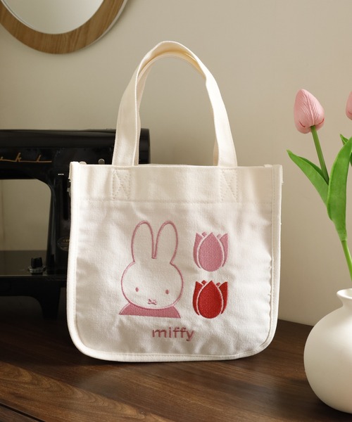 Miffy（ ミッフィー）の「miffy ミッフィー ミニトートバッグ 刺繍（トートバッグ・レディース・ホワイト系1/ホワイト系2・FREE）」の7枚目の写真