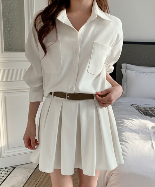 PRIVATE  BEACH（プライベートビーチ）の「ウエストマークミニシャツワンピース　ベルト付き（シャツワンピース・レディース・ブラック/オフホワイト・FREE）」の2枚目の写真