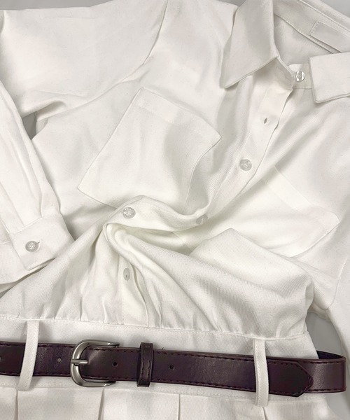 PRIVATE  BEACH（プライベートビーチ）の「ウエストマークミニシャツワンピース　ベルト付き（シャツワンピース・レディース・ブラック/オフホワイト・FREE）」の19枚目の写真