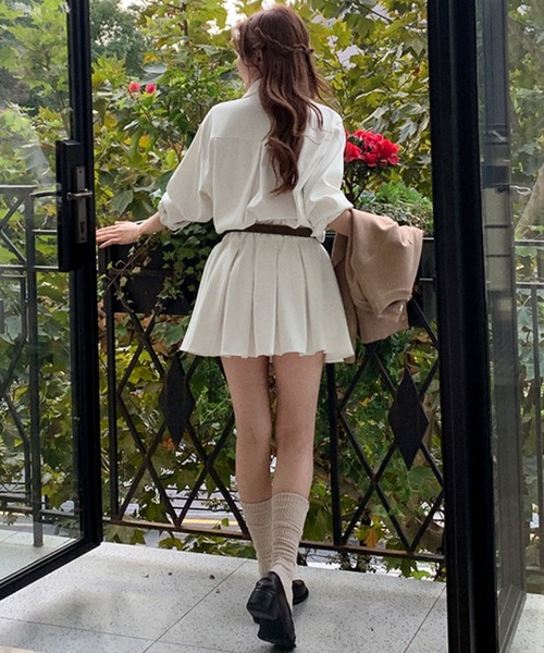 PRIVATE  BEACH（プライベートビーチ）の「ウエストマークミニシャツワンピース　ベルト付き（シャツワンピース・レディース・ブラック/オフホワイト・FREE）」の18枚目の写真